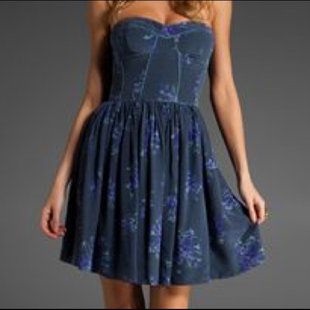 Rebecca Taylor Strapless Floral Dress